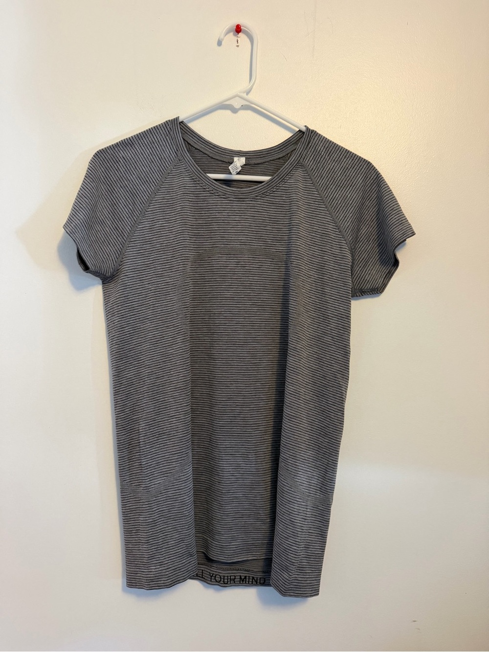Lululemon Swiftly Tech Short Sleeve Shirt Grey Black Striped Size 10